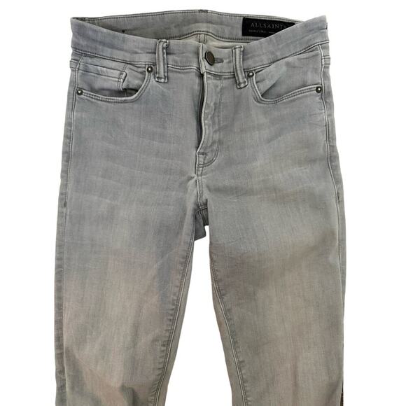 ALLSAINTS Grace Slashed Skinny Jeans In Gray Size 26 - Picture 4 of 10